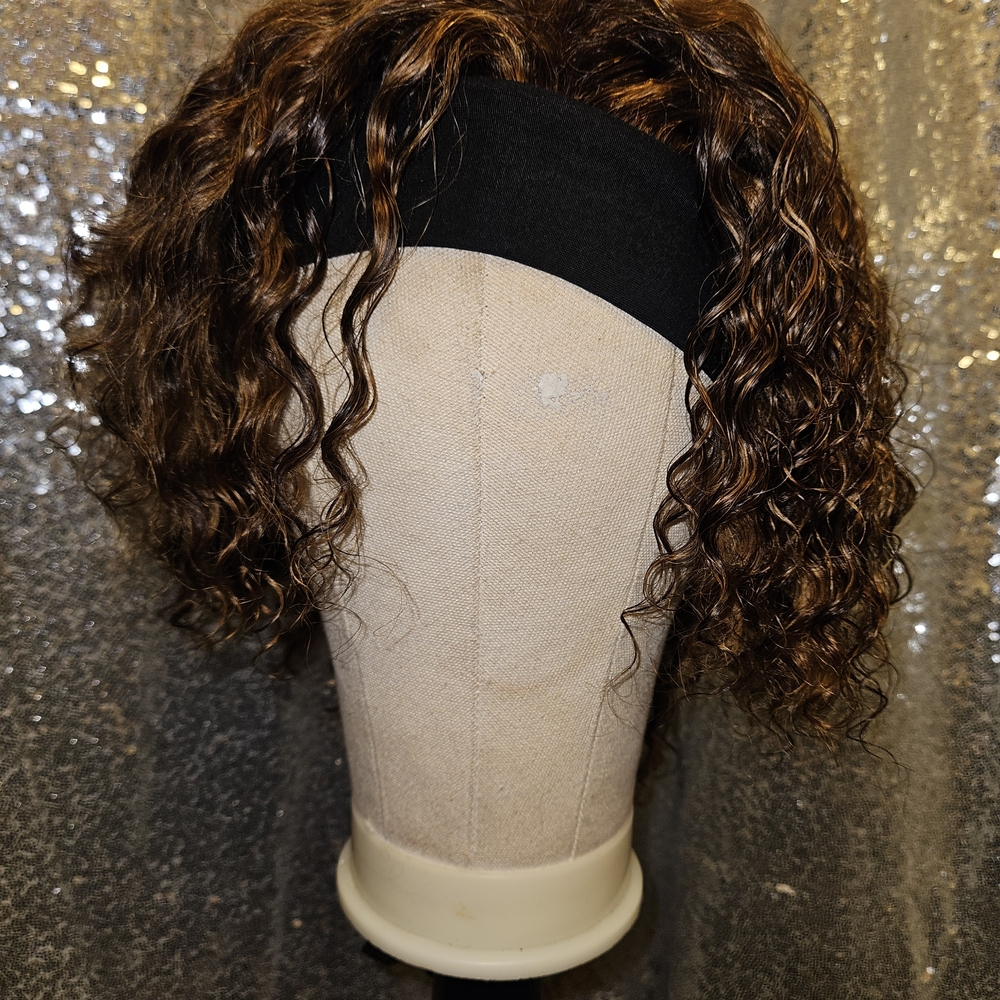 Brown Curly Headband Wig - Women Hair